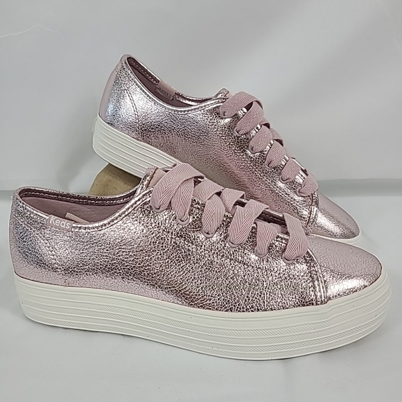 NIB Keds Women's Triple Kick Pink Metallic Iridescent Sz 6.5 NEW $75 - Picture 1 of 7